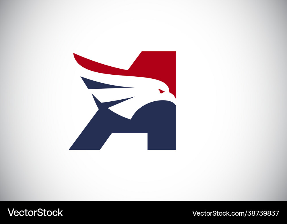 Initial a monogram letter alphabet with eagle Vector Image