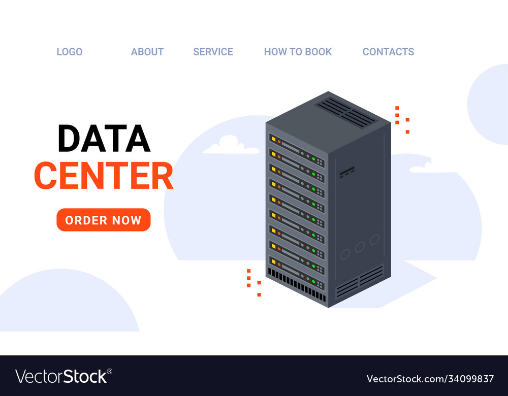 Isometric data center technology server backup big vector image Isometric data center technology server backup big