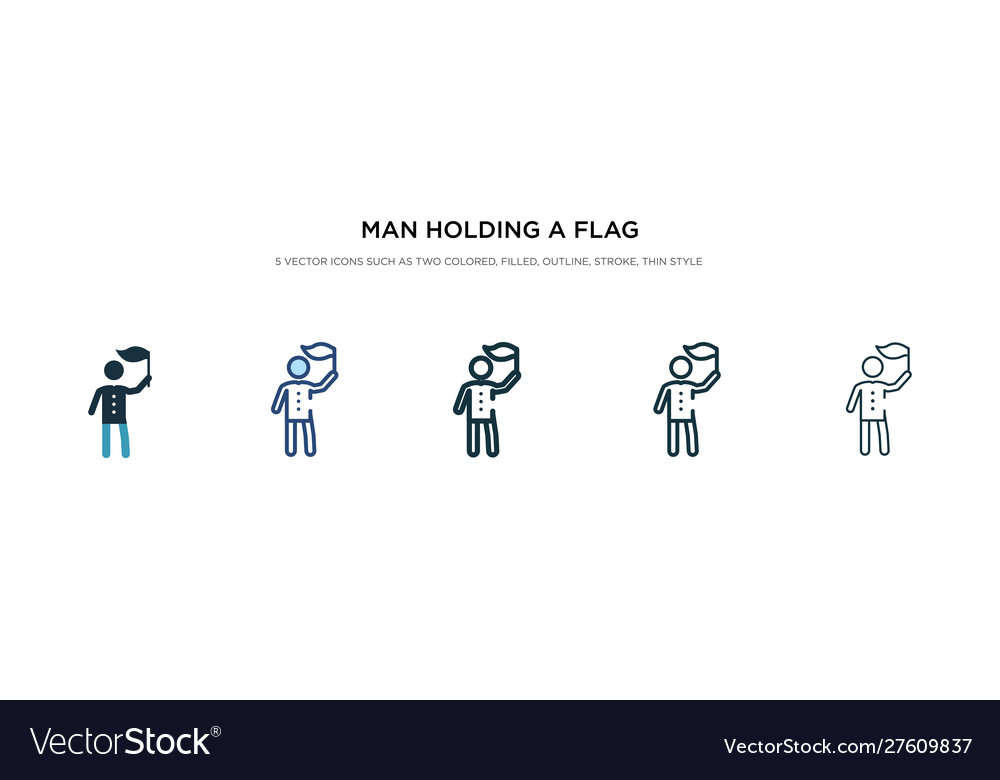 Man holding a flag icon in different style two