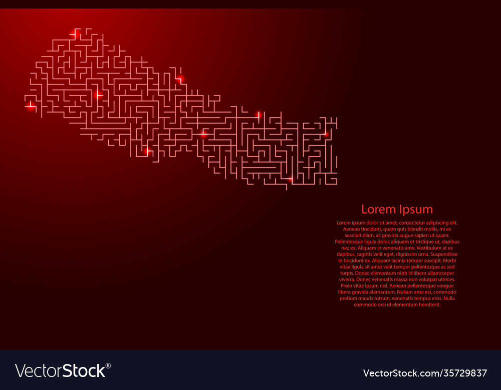 Nepal map from red pattern maze grid vector image Nepal map from red pattern maze grid