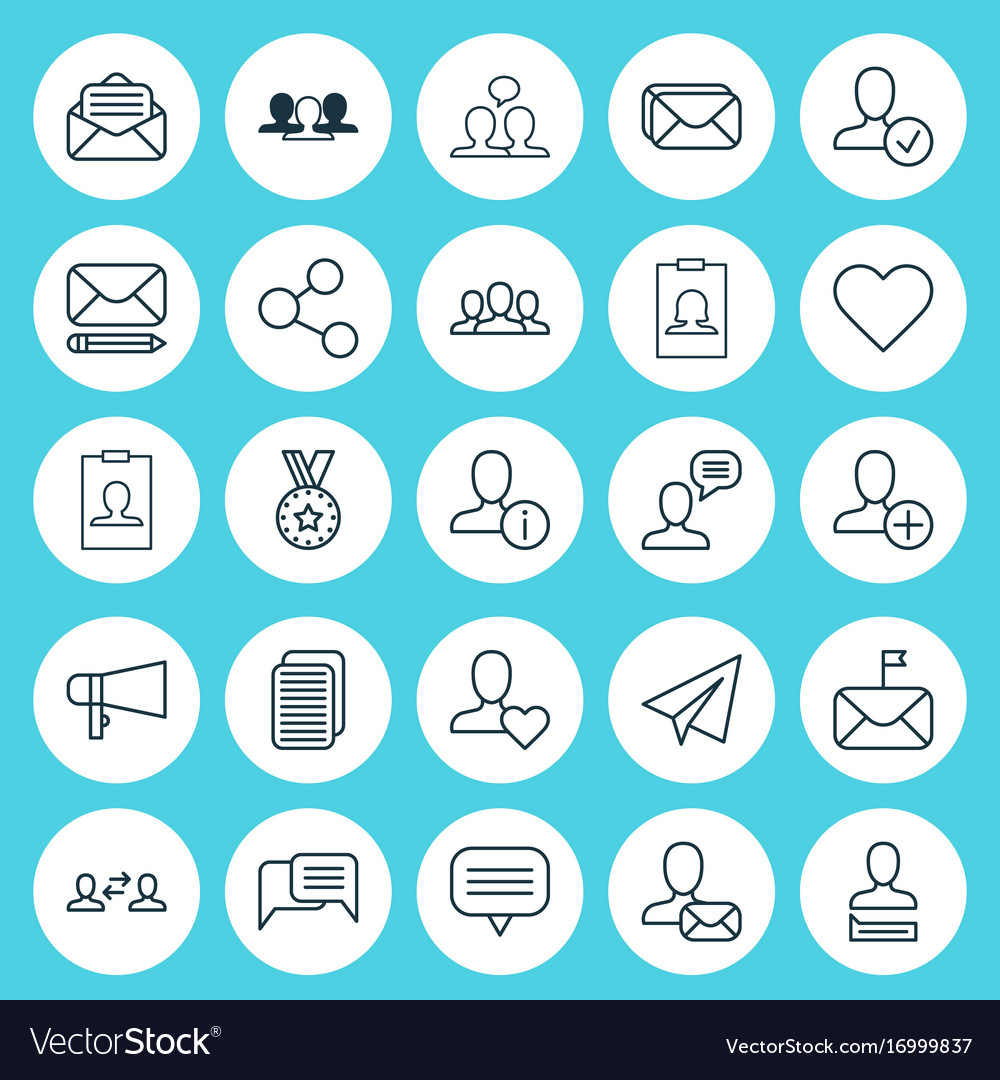 Network icons set collection of follow confirm Vector Image