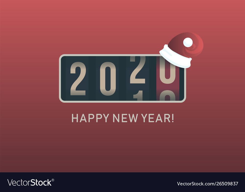 New Year 2020 Analog Clock Display