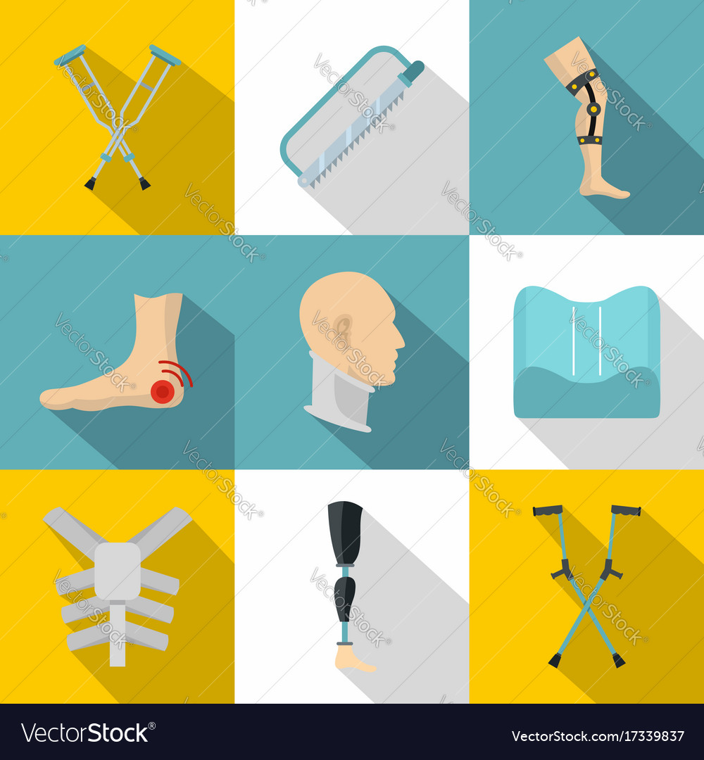 Orthopedic disease icon set flat style Royalty Free Vector