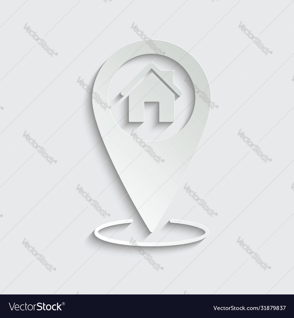 Paper home icon black map pointer with house