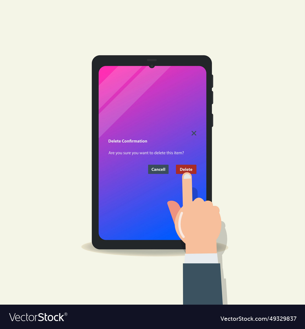 Phone delete confirmation item pop up vector image Phone delete confirmation item pop up