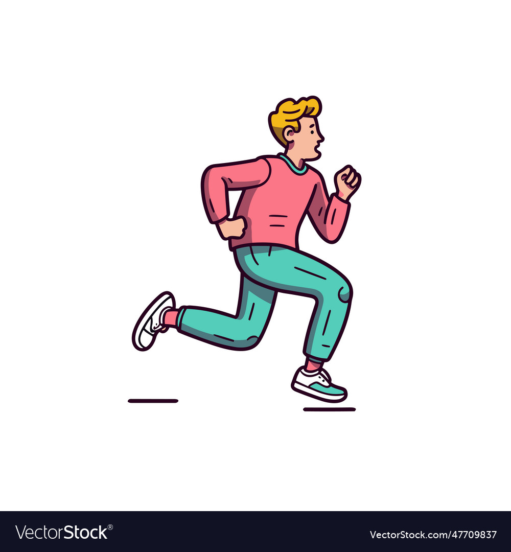 Runner hand-drawn doodle style cartoon Royalty Free Vector