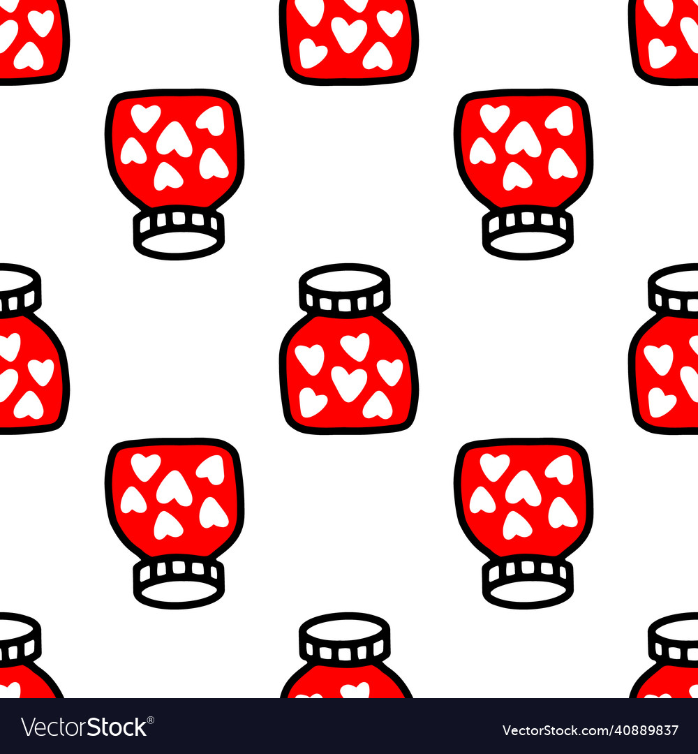 Seamless pattern of jars with heartpattern