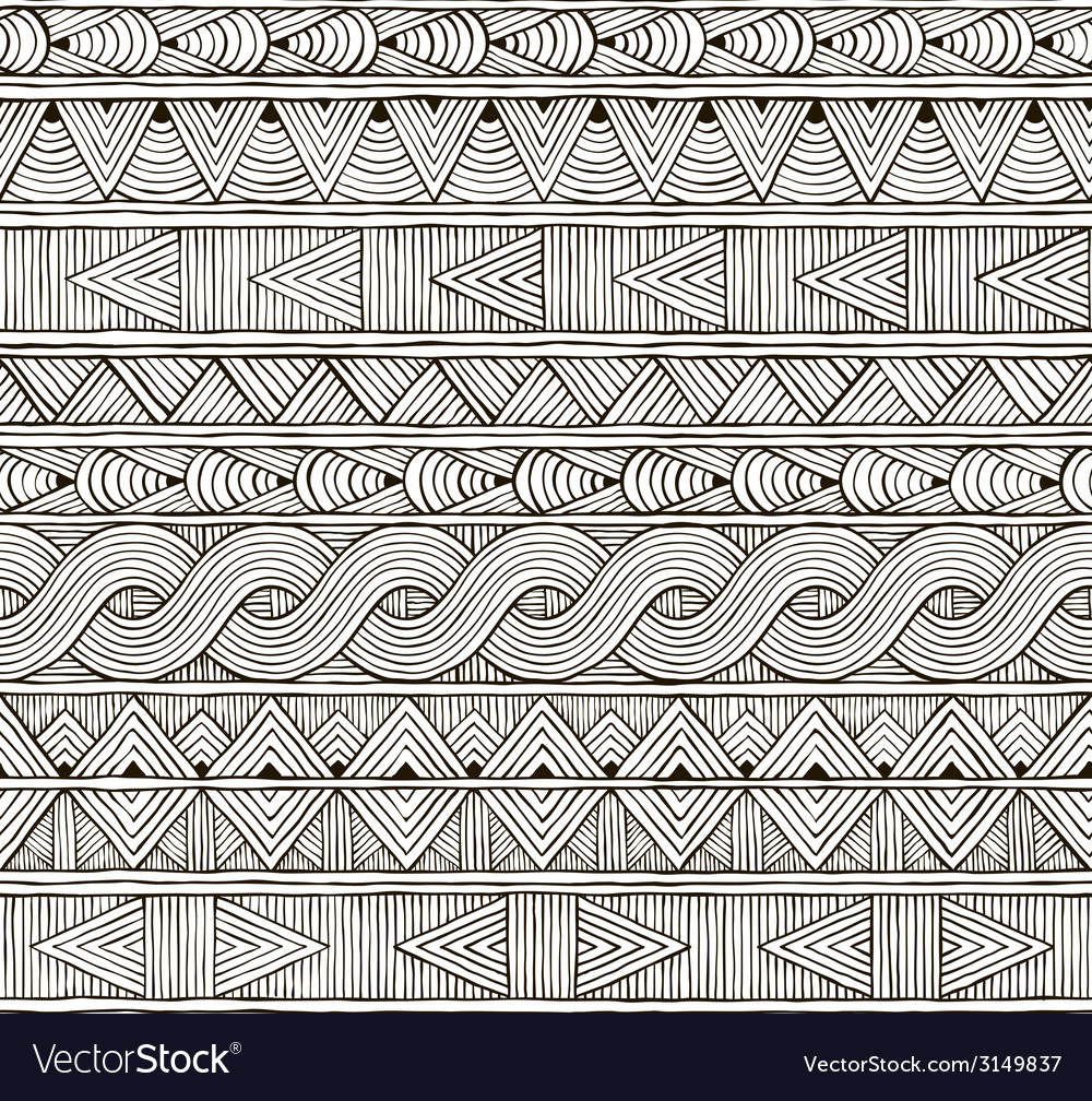 Seamless tribal pattern hand-drawn background Vector Image