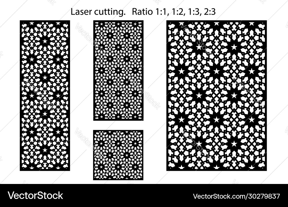 Set decorative panels for laser cutting Royalty Free Vector