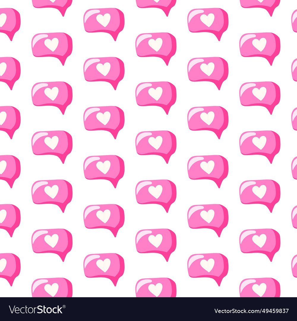Speech bubble pattern with heart seamless vector image Speech bubble pattern with heart seamless