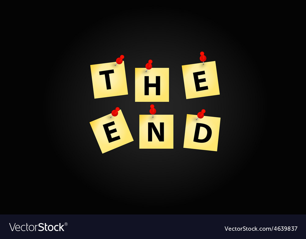 the end screen design template royalty free vector image