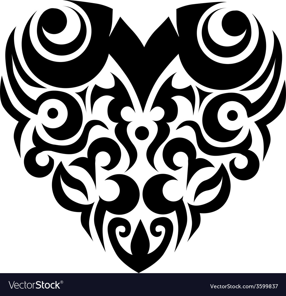Tribal heart valentine swirl Royalty Free Vector Image