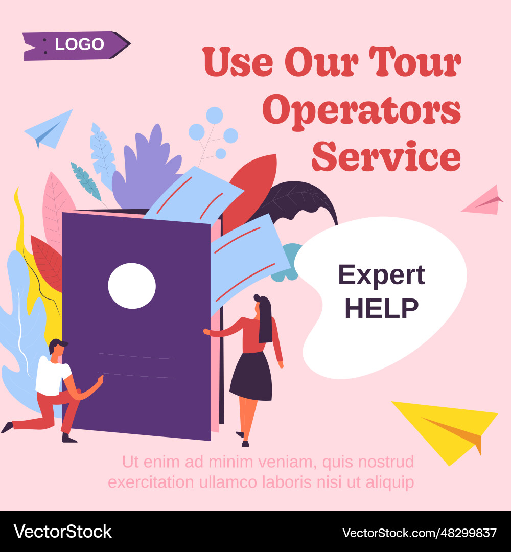 Use our tour operators service help expert travel Vector Image