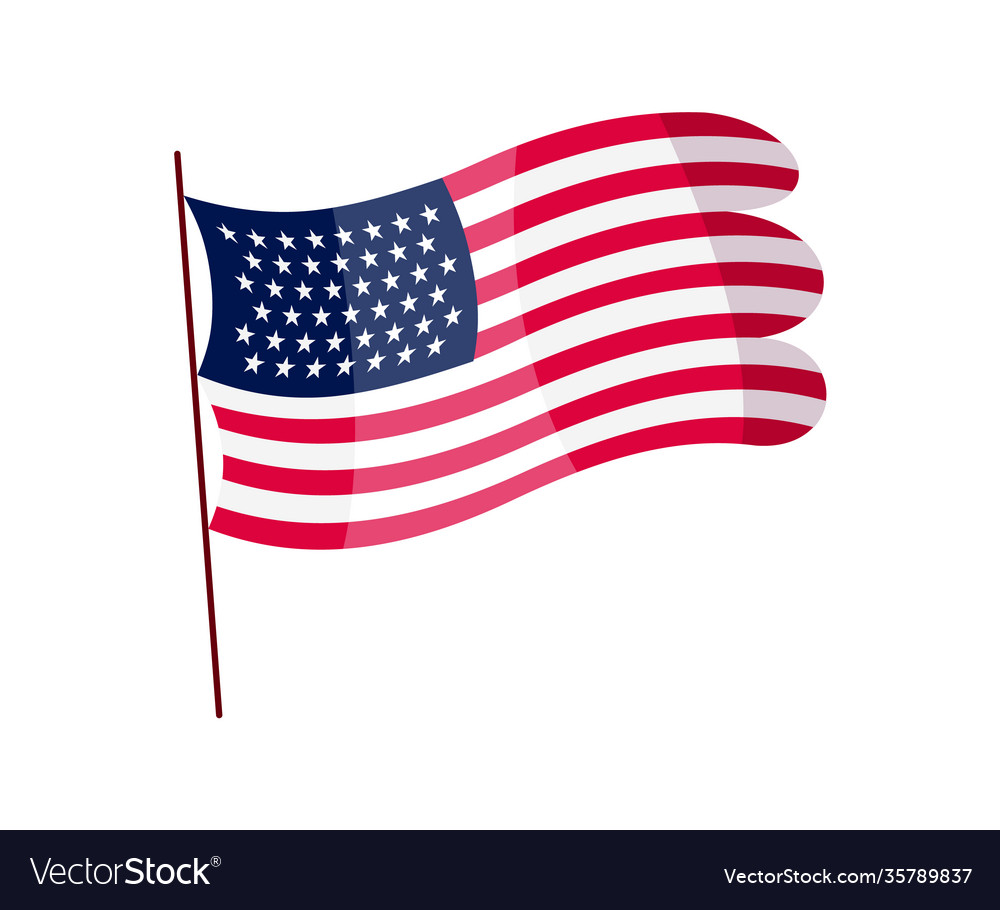 Waving flag american on white background
