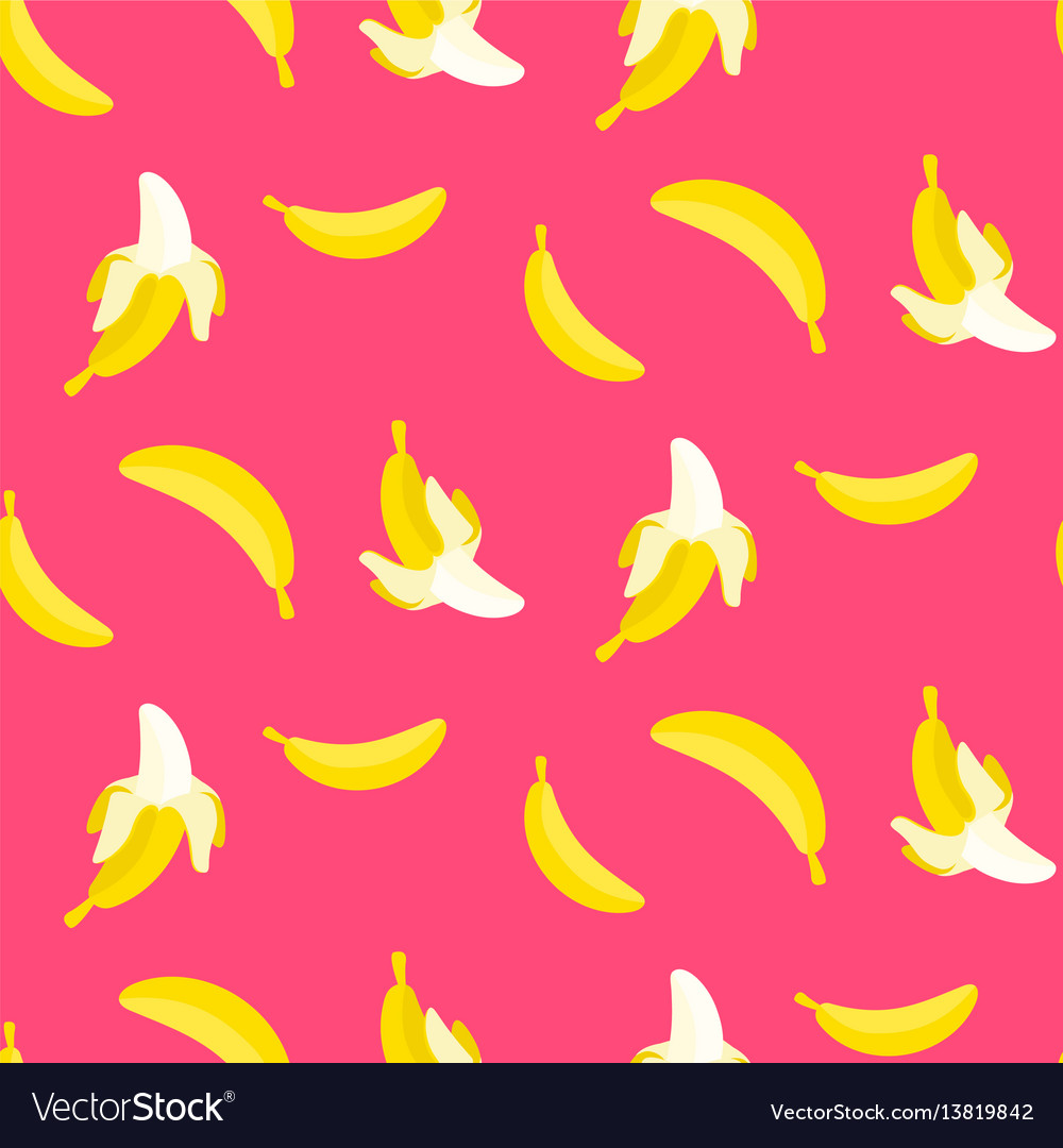 Bananas on pink seamless pattern Royalty Free Vector Image