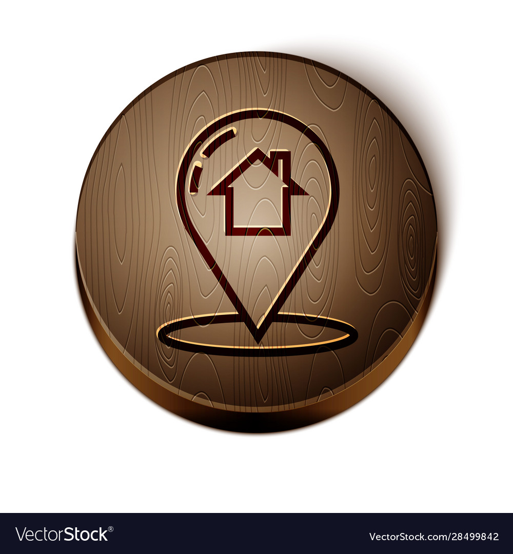 Brown line map pointer with house icon isolated vector image Brown line map pointer with house icon isolated