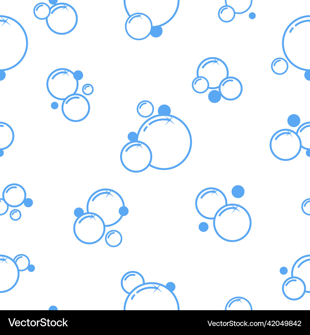 Bubbles seamless pattern simple soap balls blue Vector Image