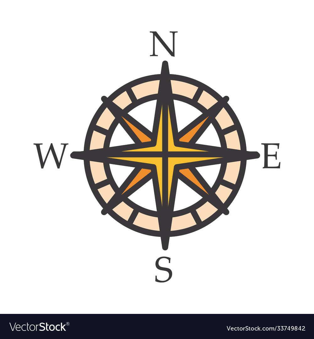 Compass line and fill style icon design