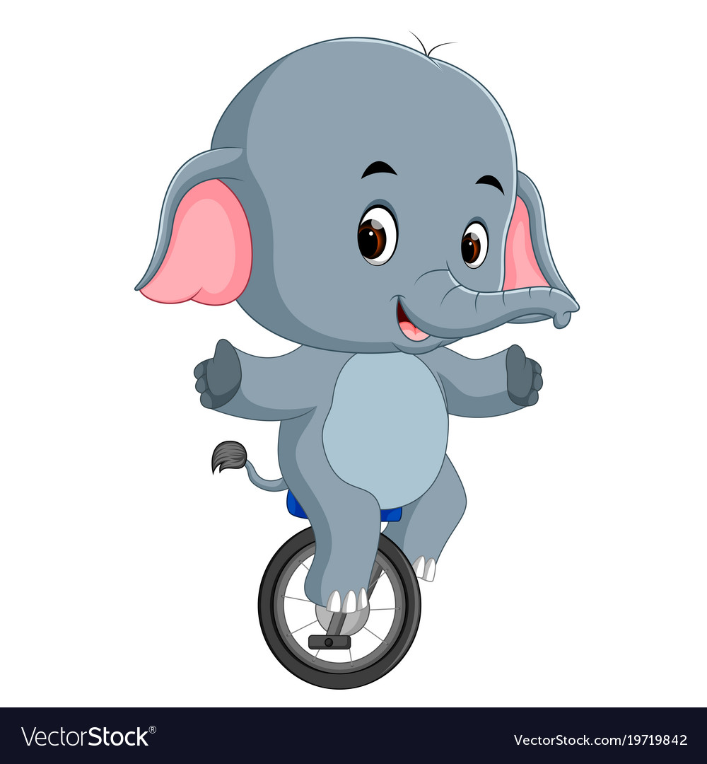 Cute elephant riding a unicycle Royalty Free Vector Image