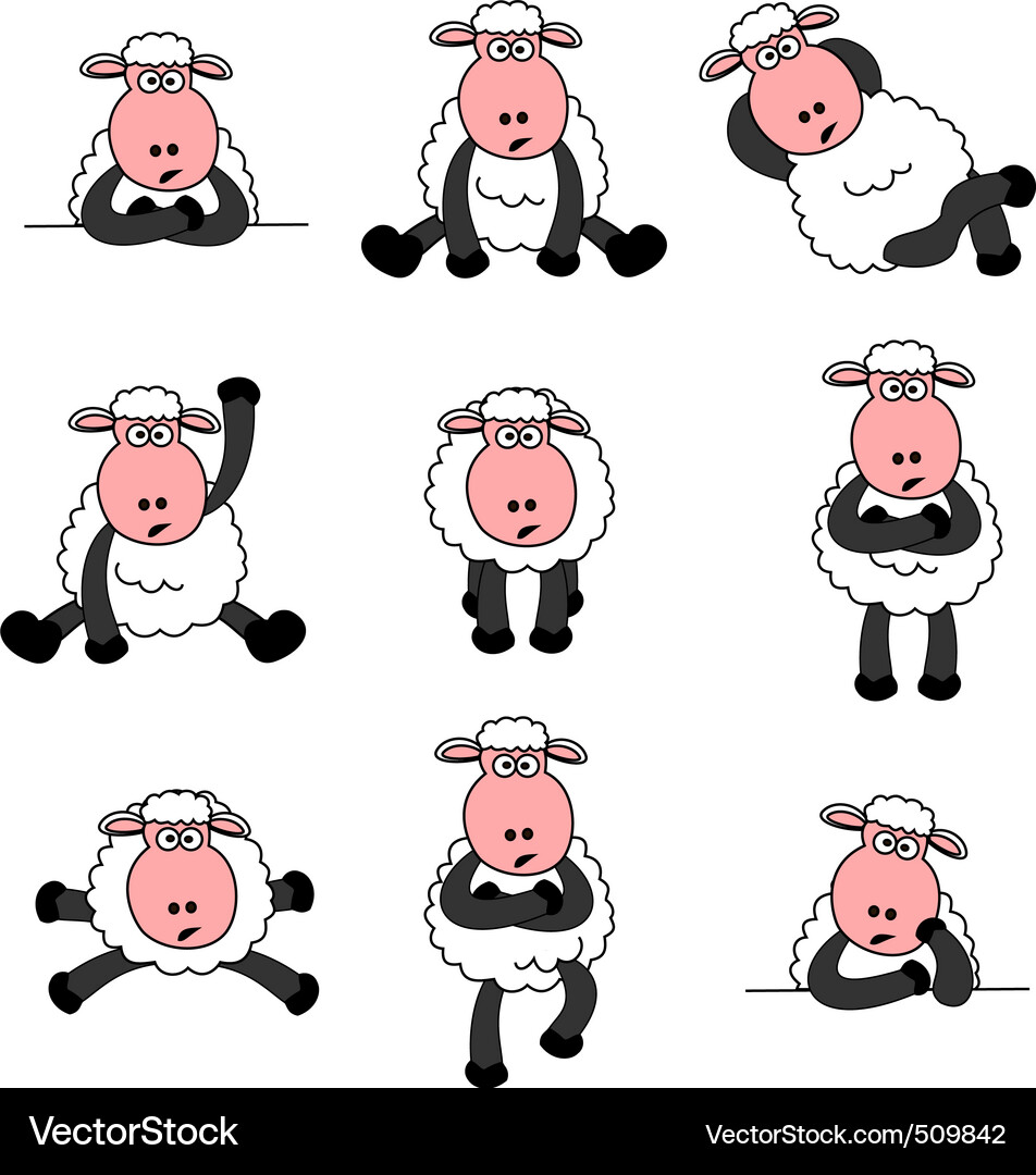 Cute sheep set Royalty Free Vector Image - VectorStock