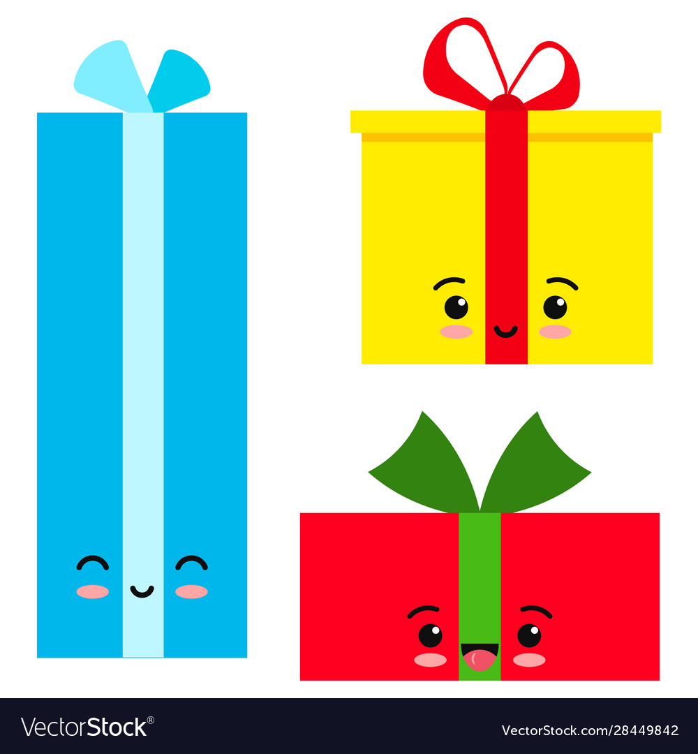 Emoji gift box icon set isolated on a white Vector Image