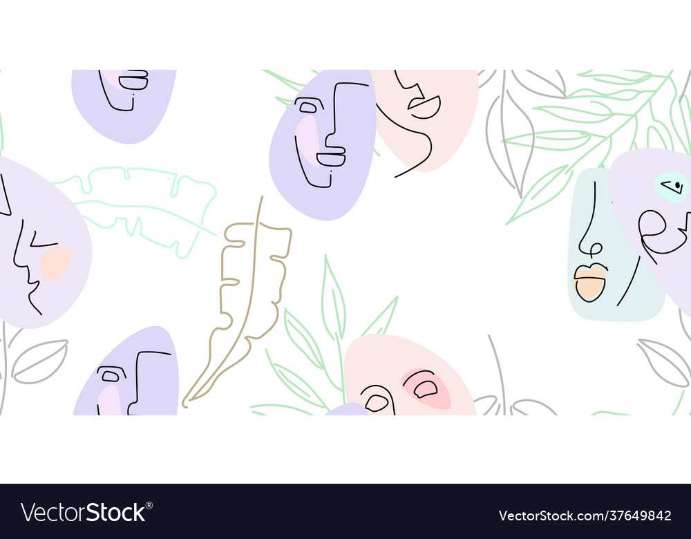 Face line pattern minimal art one drawing vector image Face line pattern minimal art one drawing