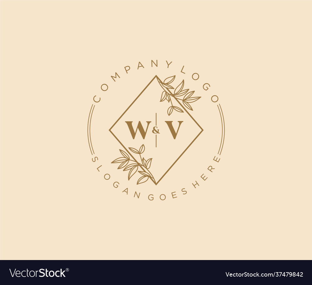 Initial wv letters beautiful floral feminine