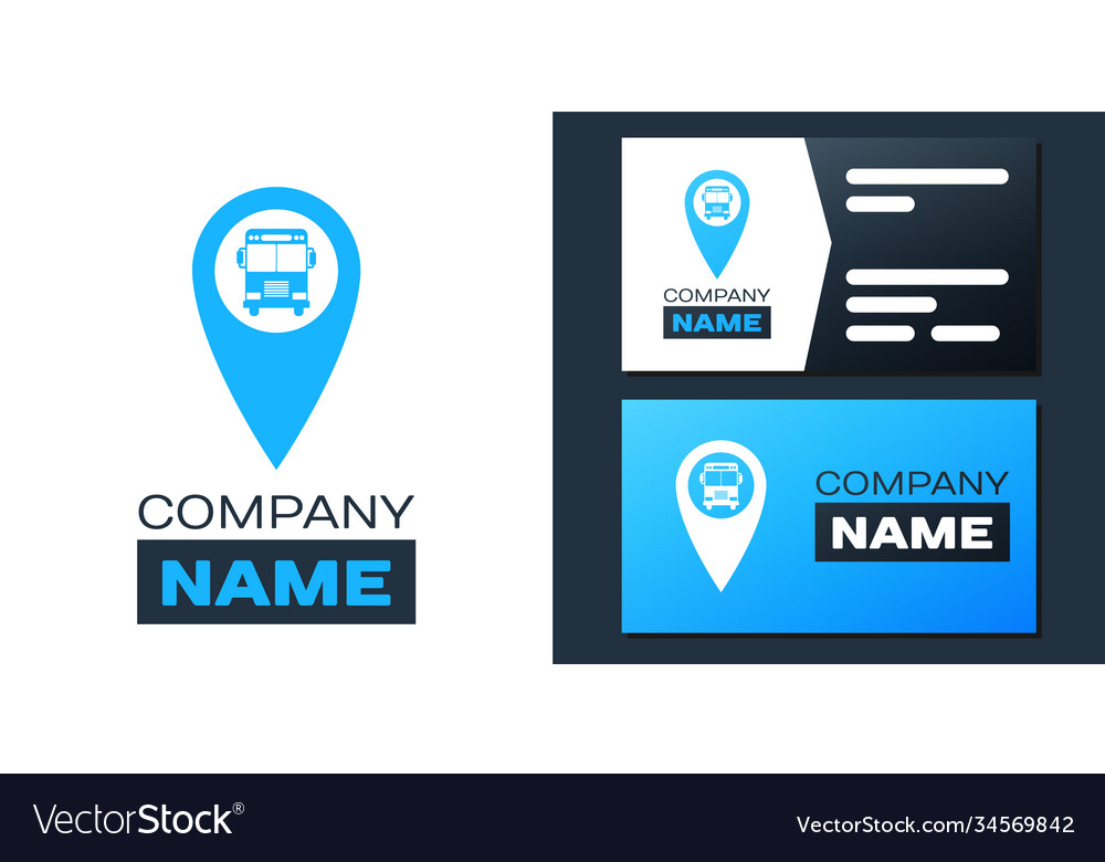 Logotype map pointer with bus icon isolated vector image Logotype map pointer with bus icon isolated