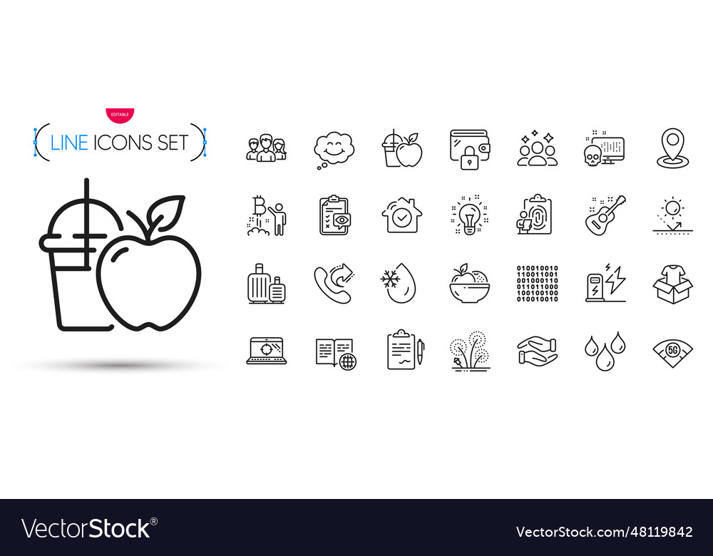 Pack of smile guitar and clipboard line icons