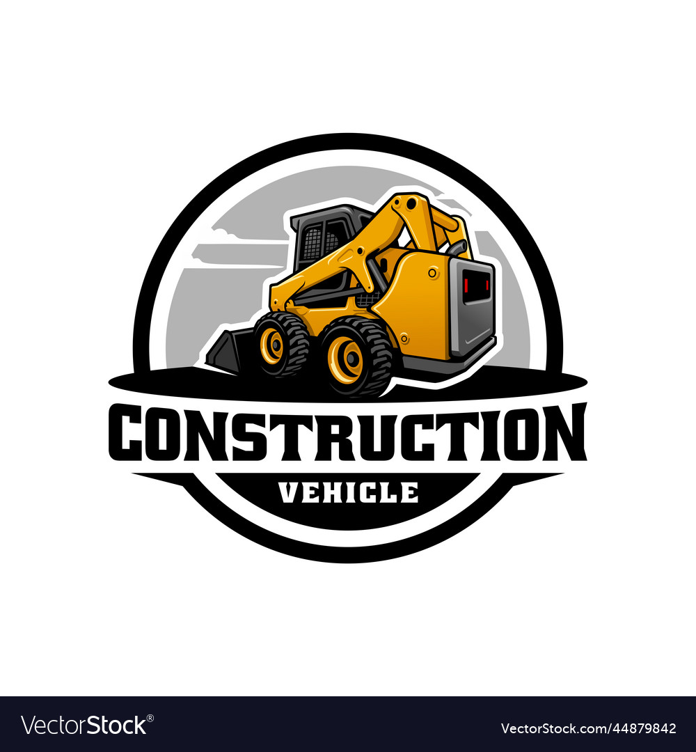 Skid steer construction vehicle logo Royalty Free Vector