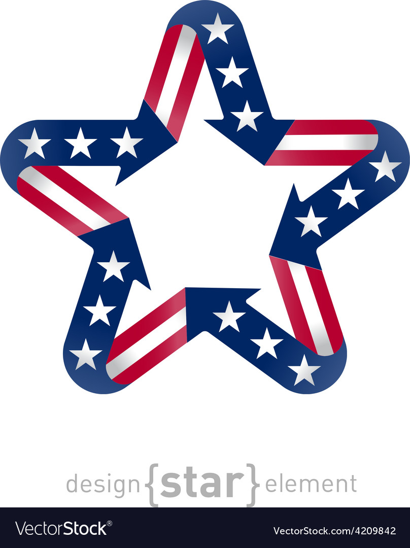 Star with american flag color and symbol design Vector Image