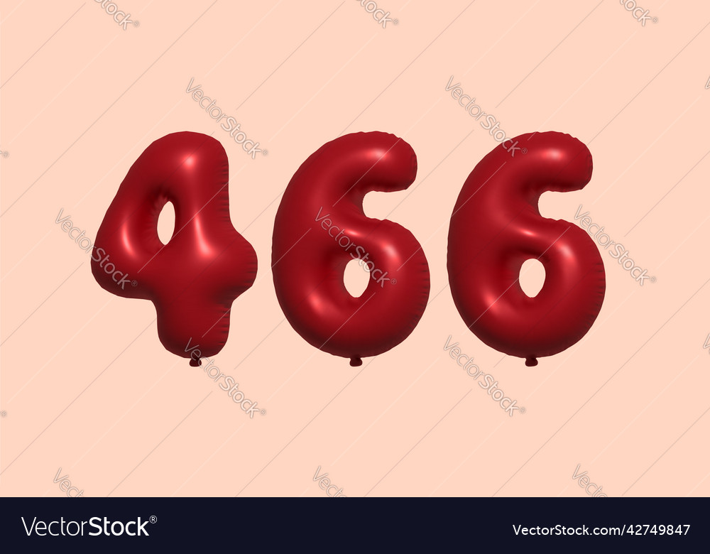 466 3d number balloon made of realistic metallic