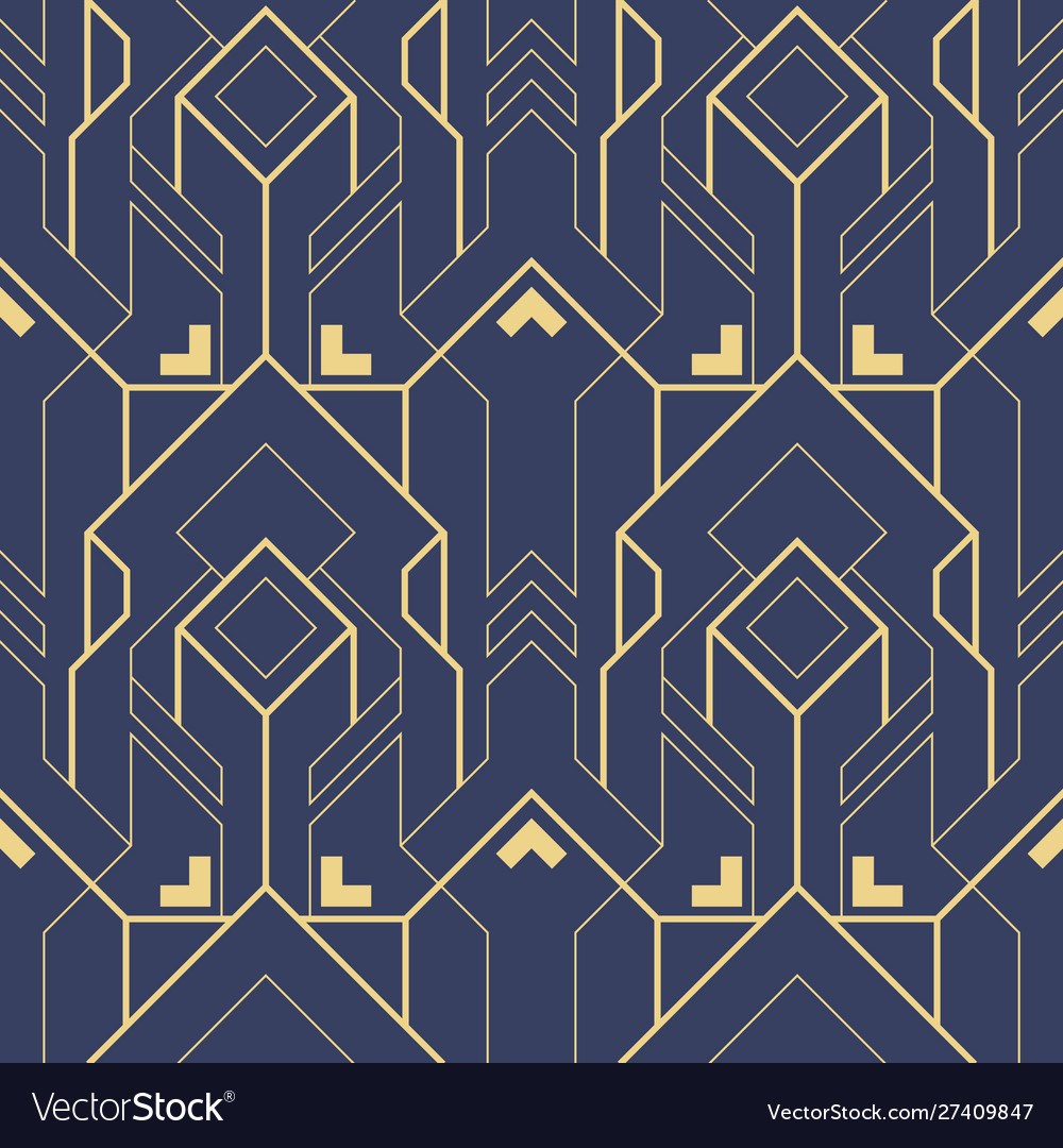 Abstract art deco geometric tiles pattern on blue Vector Image