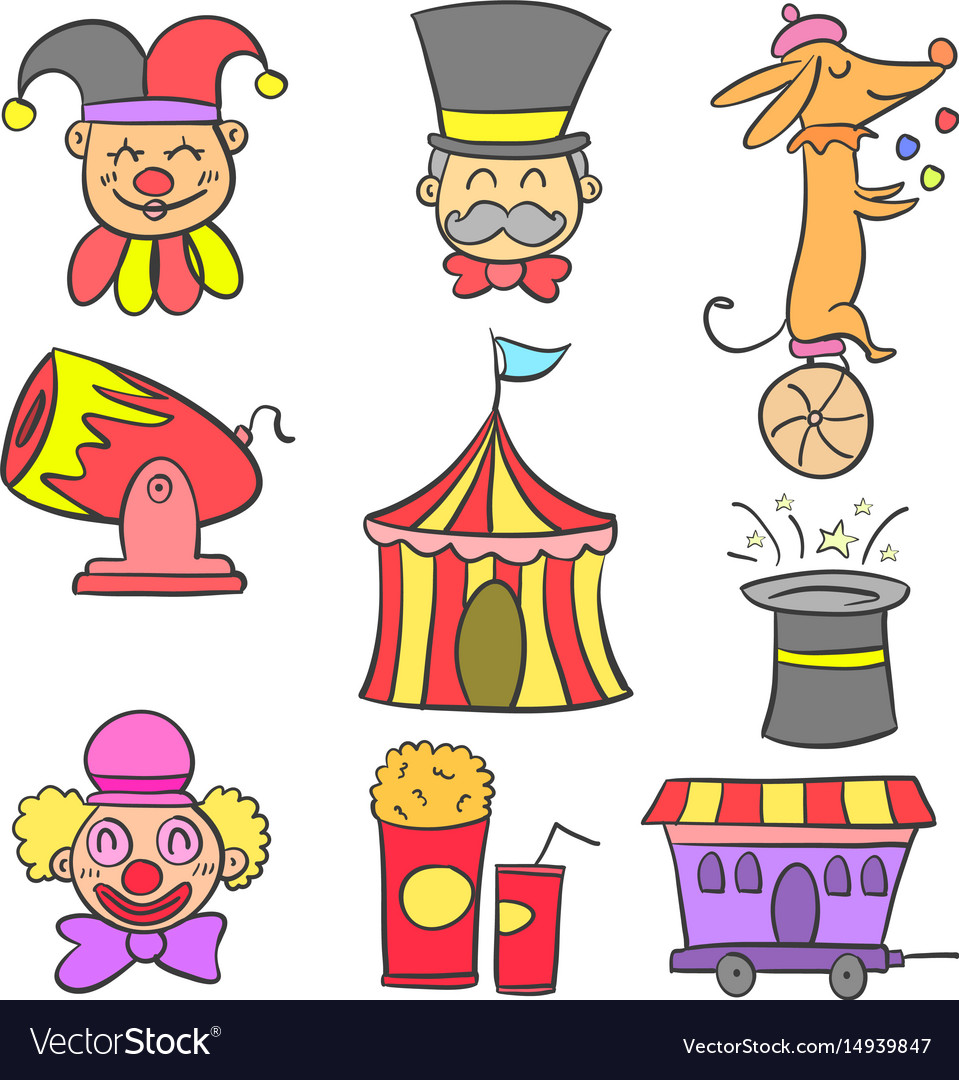 Art circus object doodles Royalty Free Vector Image Art circus object doodles Royalty Free Vector Image