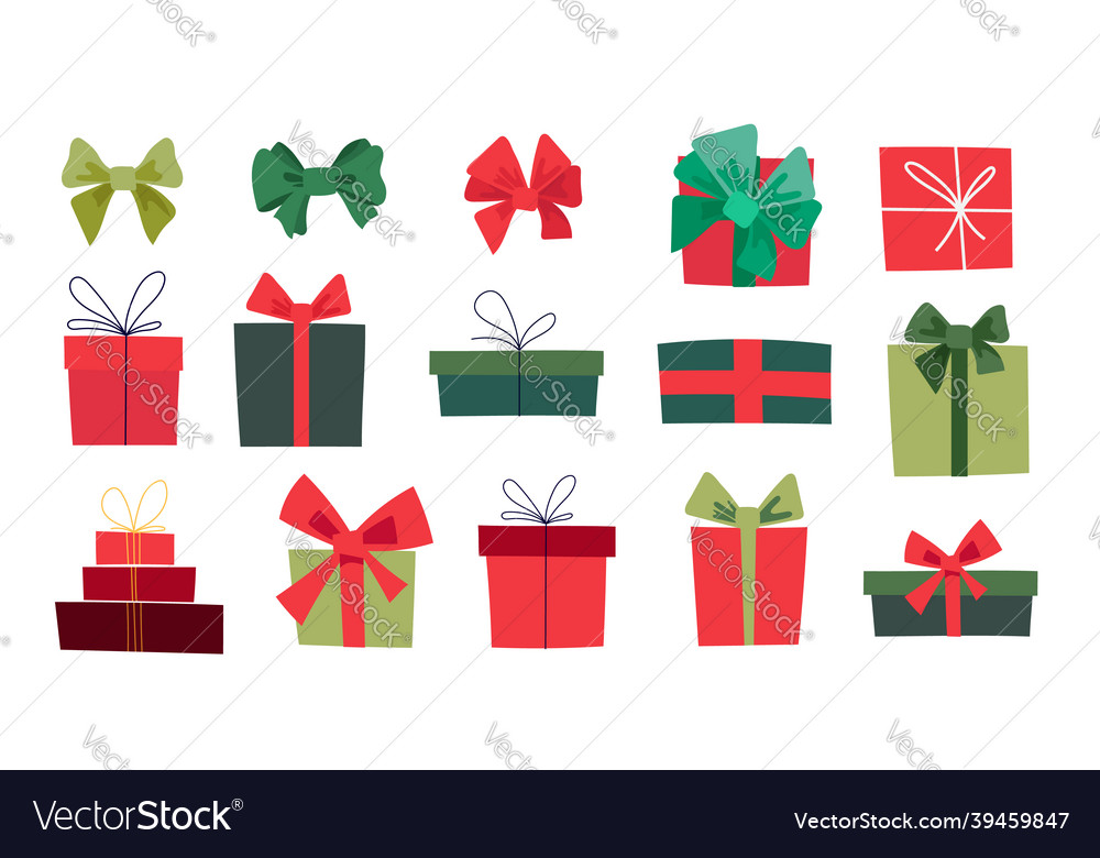 Christmas gift box with a ribbon bow collection