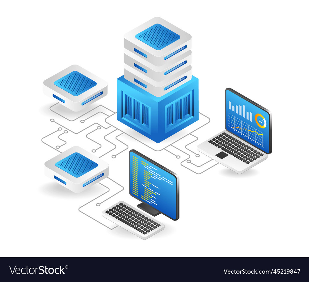 Data technology concept 3d circuit server Vector Image Data technology concept 3d circuit server