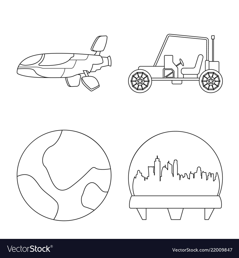 Isolated object of mars and space logo set vector image Isolated object of mars and space logo set