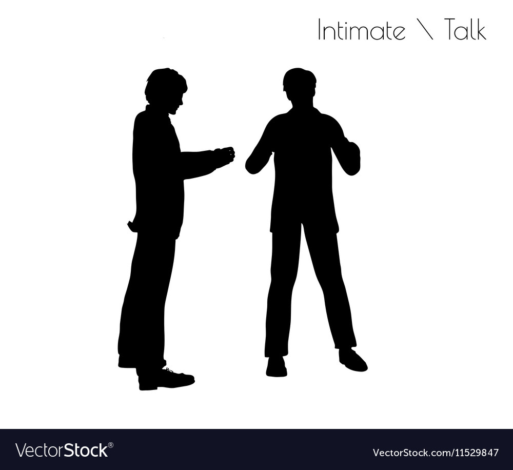 Man in conversation intimate talk pose