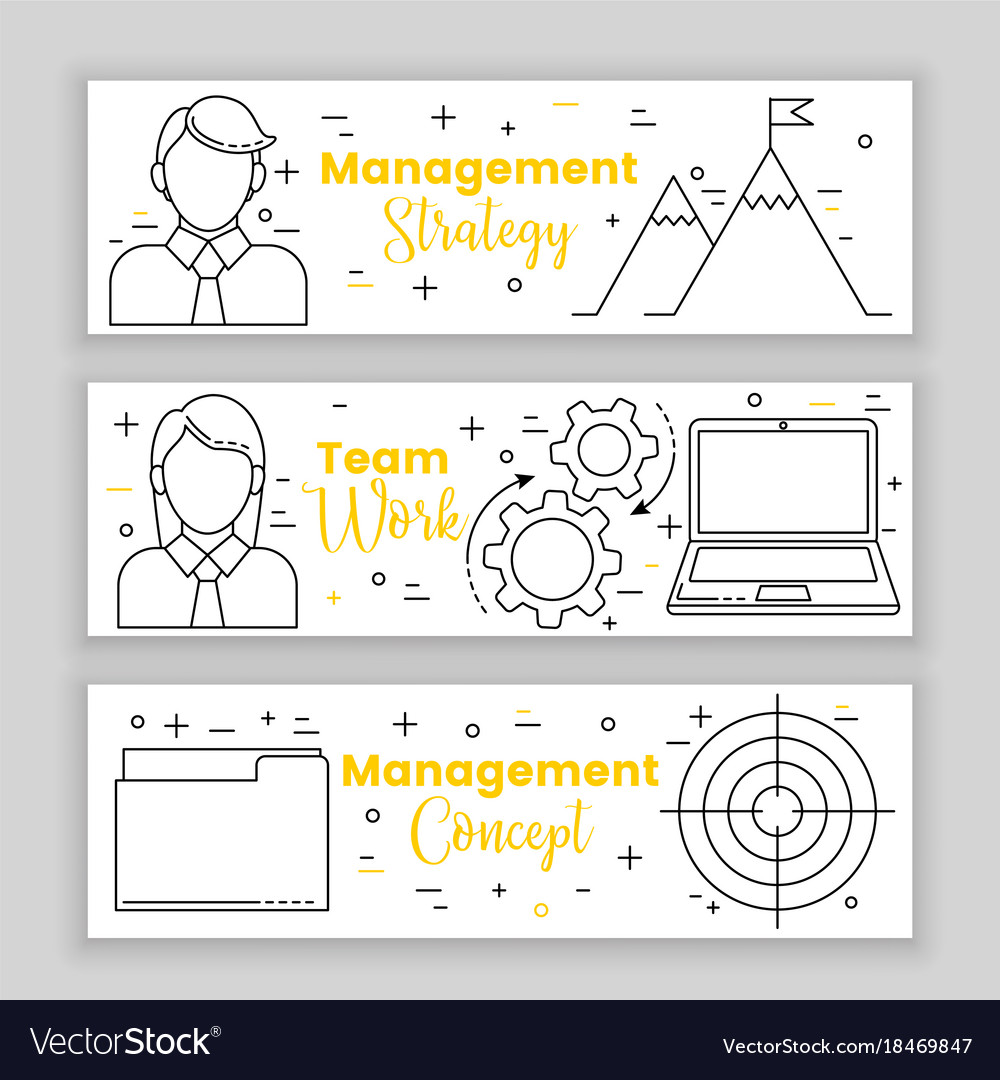 Management set line art icons