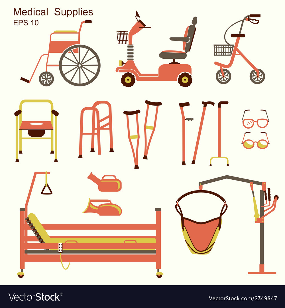 medical-hospital-equipment-for-disabled-people-vector-image