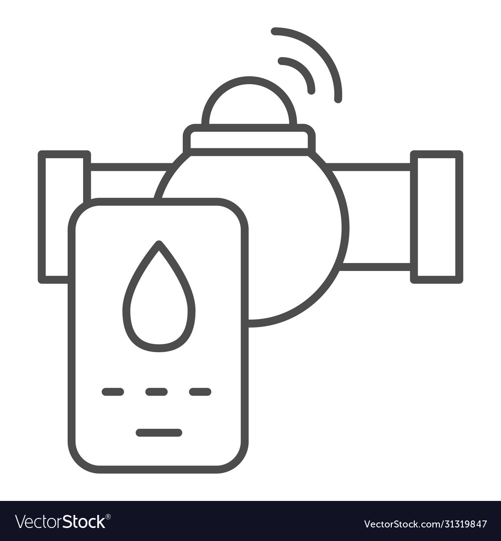 Pipe and phone with drop thin line icon smart