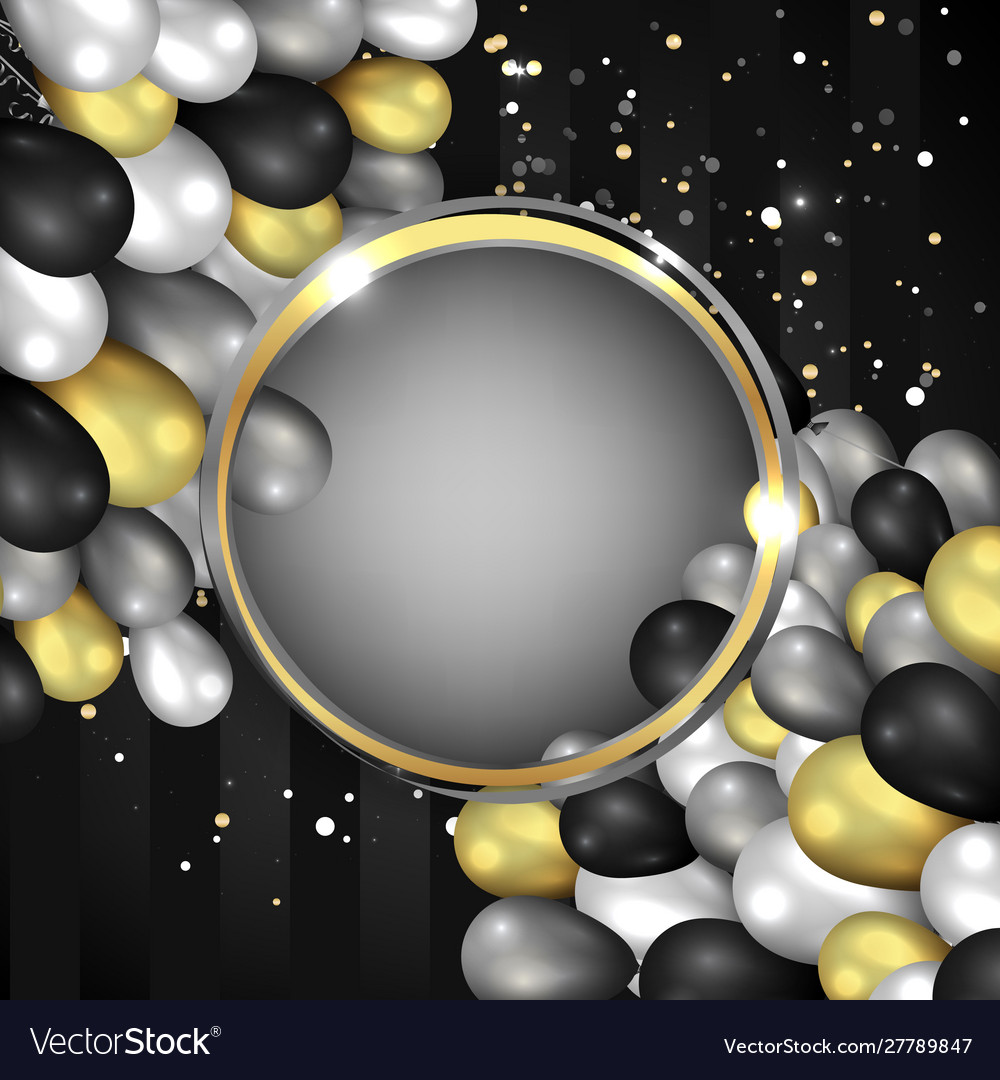Round empty frame with realistic elegant balloons Vector Image Round empty frame with realistic elegant balloons