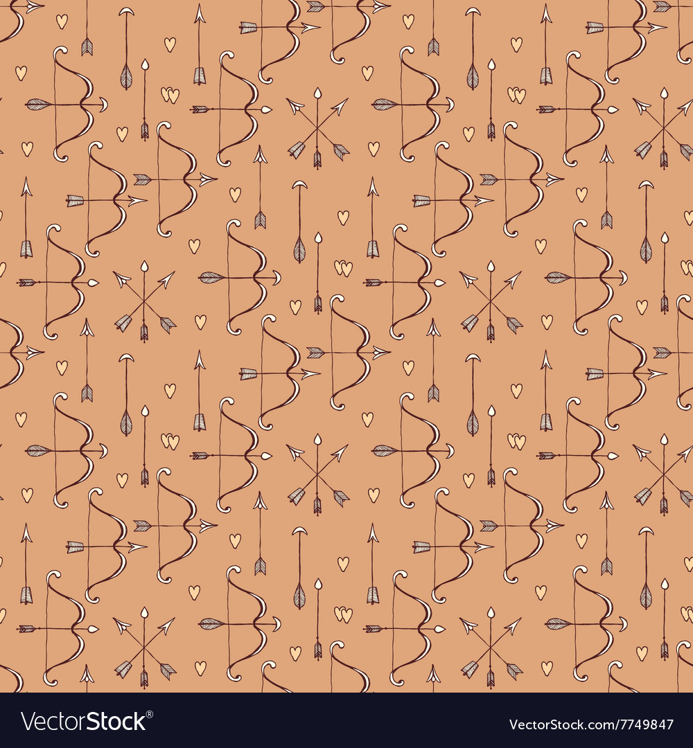Seamless pattern with arrows bows and heart
