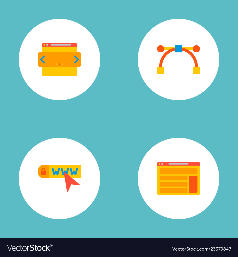 Set development icons flat style symbols vector image Set development icons flat style symbols