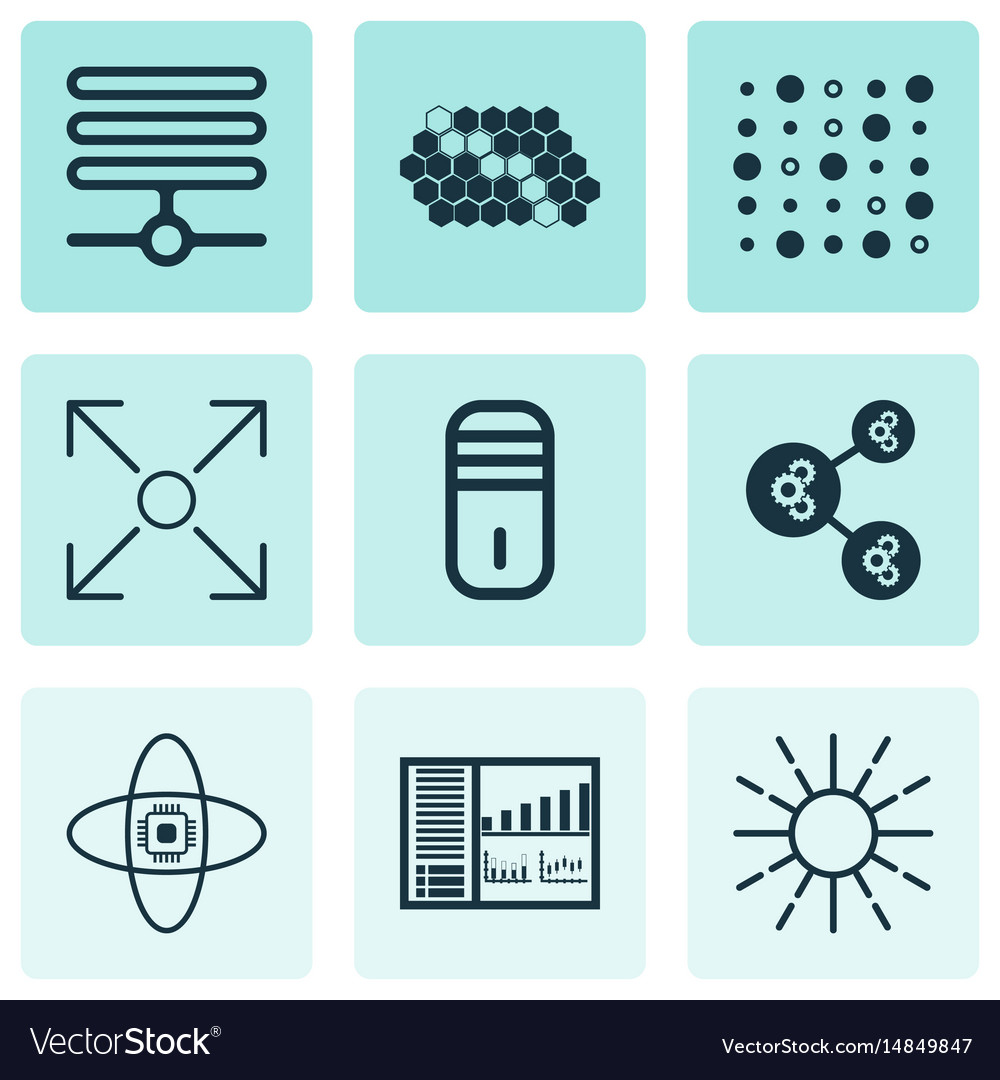 Set of 9 machine learning icons includes hive