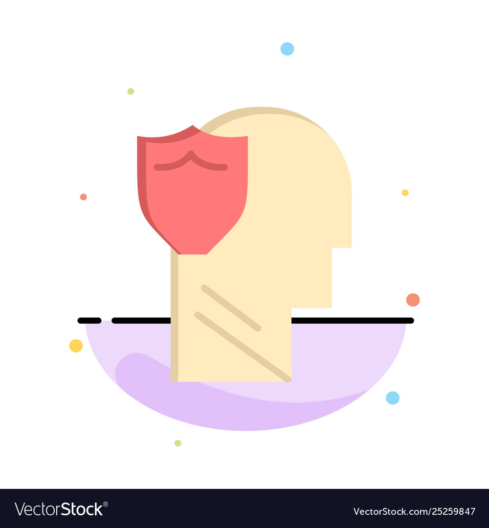 Shield secure male user data abstract flat color vector image Shield secure male user data abstract flat color