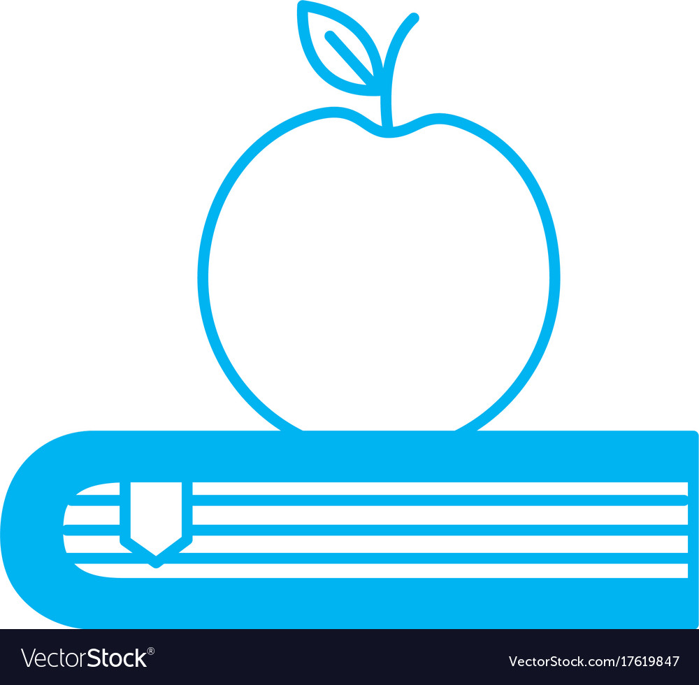 Silhouette apple fruit over close book