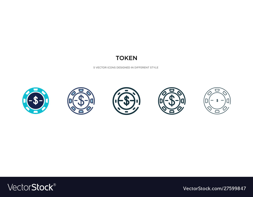Token icon in different style two colored vector image Token icon in different style two colored