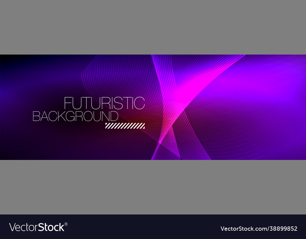 Abstract neon glowing light in dark with waves Vector Image