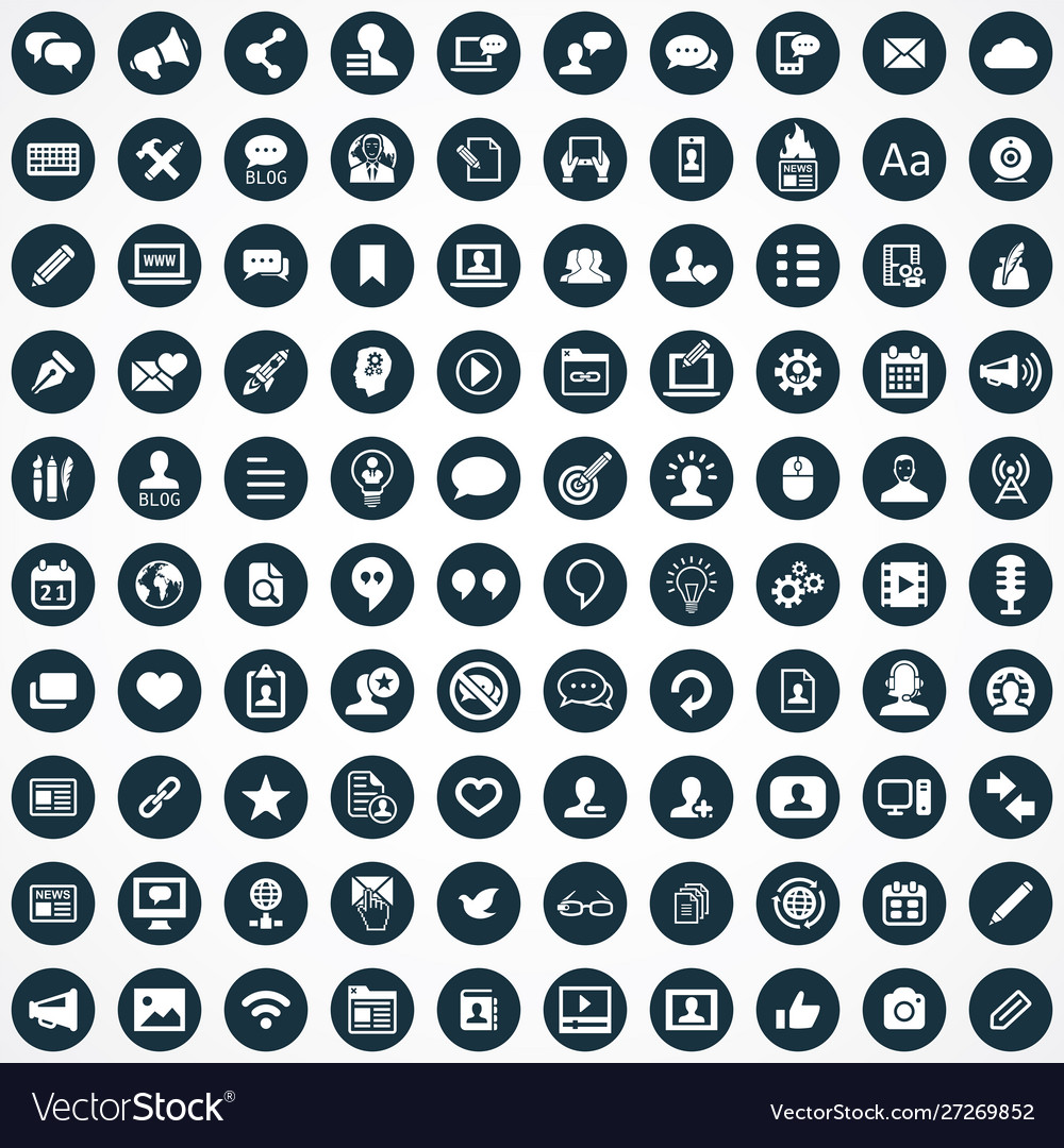 Blog 100 icons universal set for web and ui